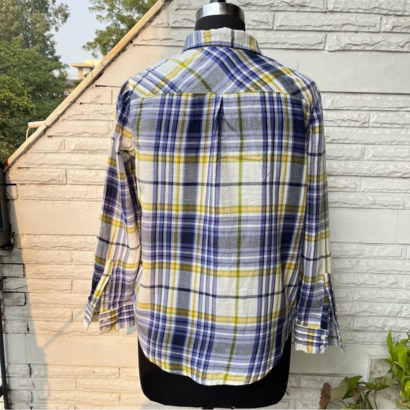 Blue Yellow White Checked Shirt - Picture 4 of 6